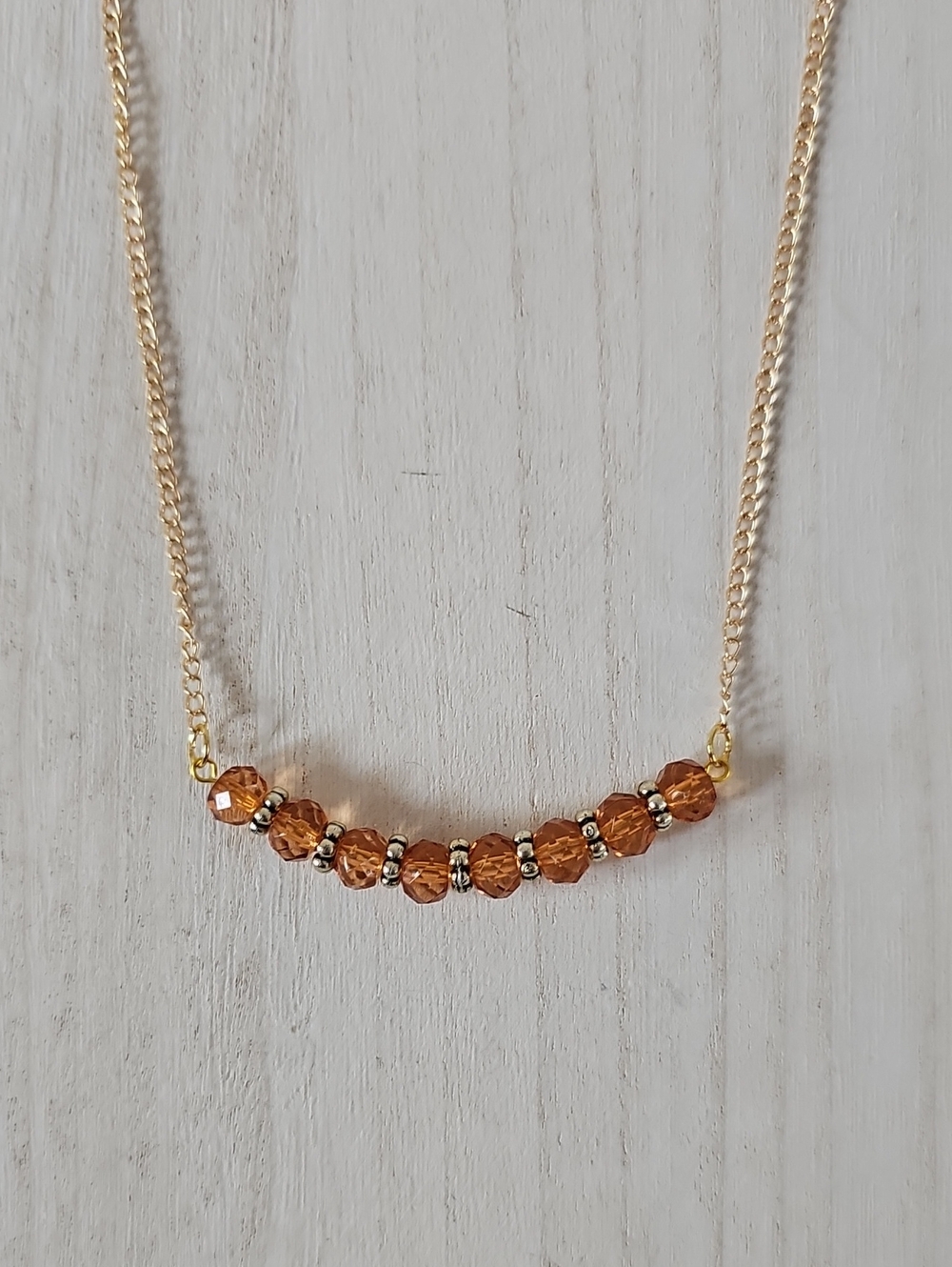 Delicate Gold Chain Necklace with Amber Faceted Beads